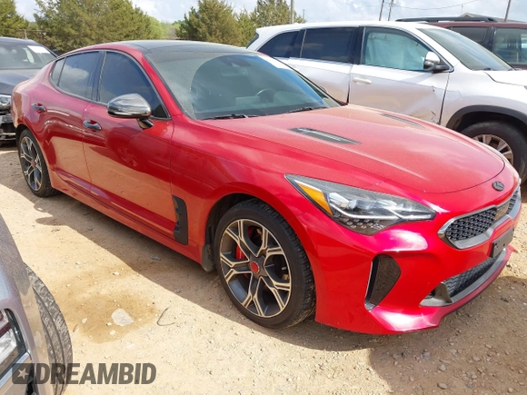 2018 Kia Stinger GT2 with VIN KNAE55LC9J6016042, listed as a IAAI auction lot 41949331 with 69,558 mi miles. Bid and sale history available at carsss.com. Image 1.
