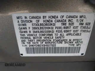 2005 Acura MDX with VIN 2HNYD182X5H507522, listed as a IAAI auction lot 41822441 with 251,716 mi miles. Bid and sale history available at carsss.com. Image 9.