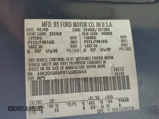 2001 Mercury Mountaineer z VIN 4M2DU86P01UJ03044, wystawiony jako Copart lot #73400314 z przebiegiem 110 738 mil mil oraz Tytuł czysty. Historia ofert i sprzedaży dostępna na DreamBid. Obrazek 14.