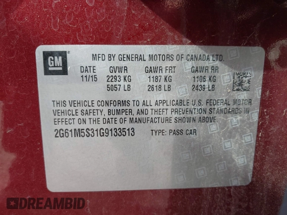 2016 Cadillac XTS Luxury Collection with VIN 2G61M5S31G9133513, listed as a IAAI auction lot 42289442 with 68,613 mi miles and . Bid and sale history available at DreamBid. Image 9.