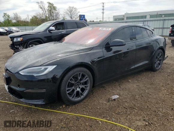 2021 Tesla Model S Plaid with VIN 5YJSA1E6XMF456295, listed as a Copart auction lot 55877025 with Not provided miles and Salvage title. Bid and sale history available at DreamBid. Image 1.