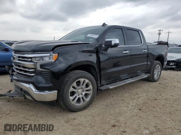 2023 Chevrolet Silverado 1500 LTZ with VIN 3GCUDGE87PG265517, listed as a Copart auction lot 47060915 with 26,075 mi miles and Salvage Title. Bid and sale history available at carsss.com. Image 1.
