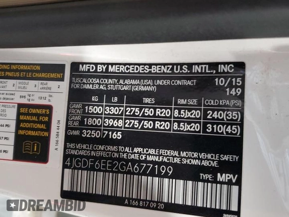 2016 Mercedes-Benz GL with VIN 4JGDF6EE2GA677199, listed as a Copart auction lot 72942304 with 118,244 mi miles and Salvage Title. Bid and sale history available at carsss.com. Image 14.
