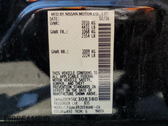 2016 Nissan LEAF S with VIN 1N4AZ0CP5GC308380, listed as a Copart auction lot 54706785 with 103,930 mi miles and Salvage Title. Bid and sale history available at carsss.com. Image 13.