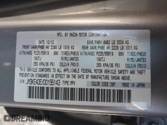 2013 Mazda CX-5 Grand Touring with VIN JM3KE4DEXD0155143, listed as a Copart auction lot 86852874 with 187,914 mi miles and Salvage Title. Bid and sale history available at carsss.com. Image 13.