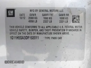 2013 Chevrolet Malibu LTZ with VIN 1G11H5SA3DF192011, listed as a IAAI auction lot 42022440 with 124,603 mi miles and . Bid and sale history available at DreamBid. Image 9.