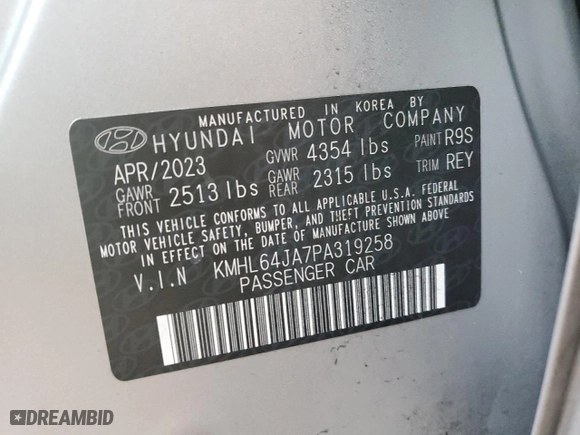 2023 Hyundai Sonata SEL with VIN KMHL64JA7PA319258, listed as a Copart auction lot 85342154 with 50,798 mi miles and Clean Title. Bid and sale history available at carsss.com. Image 12.