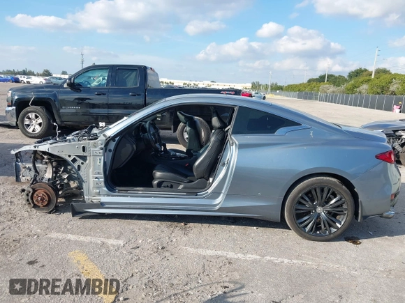 2018 Infiniti Q60 Luxe with VIN JN1EV7EL8JM391379, listed as a IAAI auction lot 41472370 with Not Provided miles and . Bid and sale history available at carsss.com. Image 14.