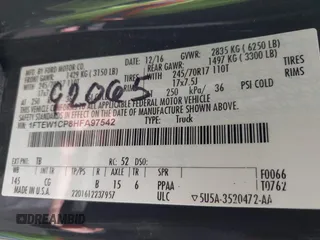 2017 Ford F-150 XL with VIN 1FTEW1CP8HFA97542, listed as a IAAI auction lot 41567737 with 86,014 mi miles. Bid and sale history available at carsss.com. Image 9.