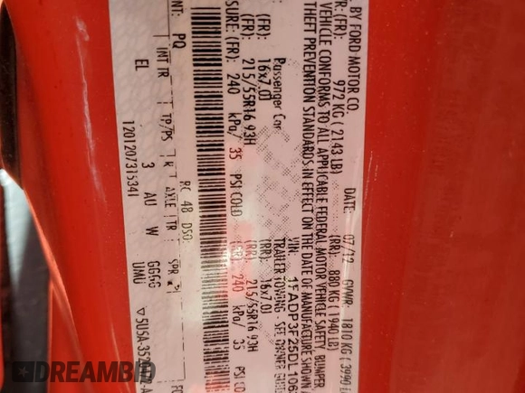 2013 Ford Focus SE z VIN 1FADP3F25DL106381, wystawiony jako Copart lot #74946704 z przebiegiem 169 620 mil mil oraz Szkoda całkowita • Salvage title. Historia ofert i sprzedaży dostępna na DreamBid. Obrazek 12.
