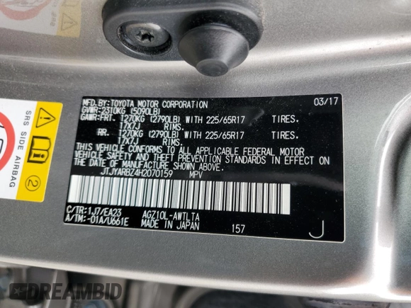 2017 Lexus NX with VIN JTJYARBZ4H2070159, listed as a Copart auction lot 50662165 with 64,289 mi miles and Salvage Title. Bid and sale history available at carsss.com. Image 15.