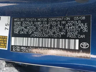 2008 Toyota Prius with VIN JTDKB20U587773213, listed as a IAAI auction lot 42216713 with 93,011 mi miles and . Bid and sale history available at DreamBid. Image 9.