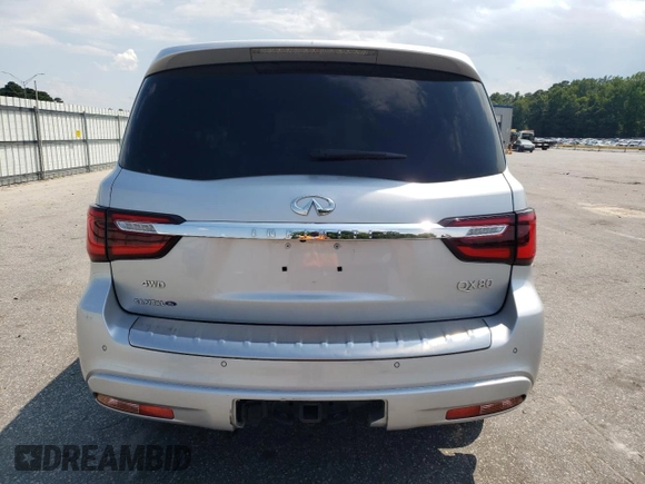 2020 Infiniti QX80 LUXE with VIN JN8AZ2NE7L9255159, listed as a Copart auction lot 61895724 with 113,974 mi miles and Salvage Title. Bid and sale history available at carsss.com. Image 6.