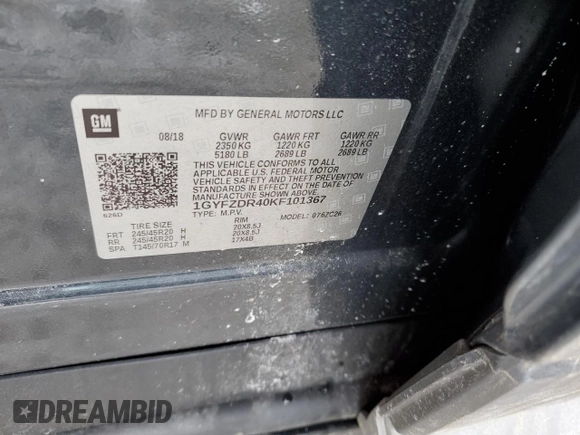 2019 Cadillac XT4 AWD Premium Luxury with VIN 1GYFZDR40KF101367, listed as a Copart auction lot 44545205 with 78,616 mi miles and Salvage title. Bid and sale history available at DreamBid. Image 13.