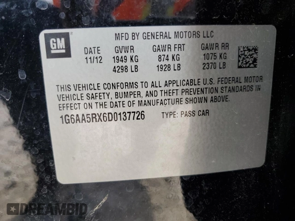 2013 Cadillac ATS z VIN 1G6AA5RX6D0137726, wystawiony jako Copart lot #51527515 z przebiegiem 1 643 mil mil oraz Szkoda całkowita • Salvage title. Historia ofert i sprzedaży dostępna na DreamBid. Obrazek 13.