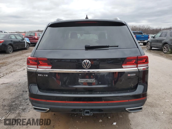 2021 Volkswagen Atlas SEL with VIN 1V2BR2CA0MC592033, listed as a Copart auction lot 82707984 with 59,157 mi miles and Salvage title. Bid and sale history available at DreamBid. Image 6.