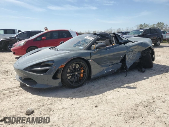 2022 McLaren 720S z VIN SBM14FCA0NW006456, wystawiony jako Copart lot #48148685 z przebiegiem 6859 mil mil oraz Szkody całkowita. Historia ofert i sprzedaży dostępna na DreamBid. Obrazek 1.