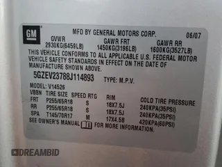 2008 Saturn Outlook XR z VIN 5GZEV23788J114893, wystawiony jako Copart lot #71195534 z przebiegiem 145 518 mil mil oraz Szkody całkowita. Historia ofert i sprzedaży dostępna na DreamBid. Obrazek 14.