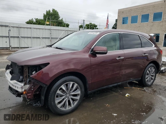 2016 Acura MDX Technology z VIN 5FRYD4H40GB007126, wystawiony jako Copart lot #59344235 z przebiegiem 94 086 mil mil oraz Szkoda całkowita • Salvage title. Historia ofert i sprzedaży dostępna na DreamBid. Obrazek 1.