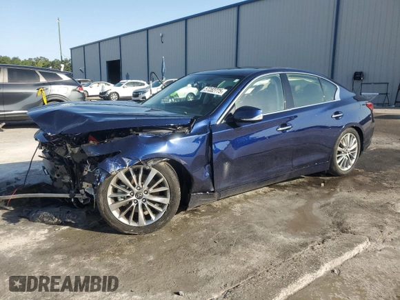 2022 Infiniti Q50 Luxe z VIN JN1EV7BP4NM311315, wystawiony jako Copart lot #57082775 z przebiegiem 23 239 mil mil oraz Nie do naprawy • Non repairable. Historia ofert i sprzedaży dostępna na DreamBid. Obrazek 1.