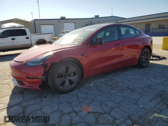 2022 Tesla Model 3 Long Range with VIN 5YJ3E1EB9NF104963, listed as a Copart auction lot 48544255 with 56,451 mi miles and Salvage Title. Bid and sale history available at DreamBid. Image 1.