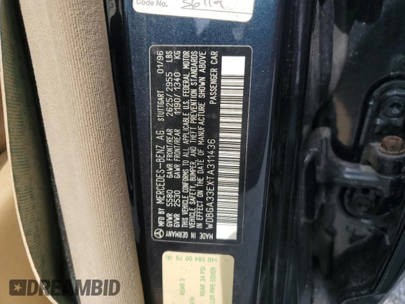 1996 Mercedes-Benz S 320 z VIN WDBGA33EXTA311436, wystawiony jako Copart lot #88064635 z przebiegiem Nie podano mil oraz Nie do naprawy • Non repairable. Historia ofert i sprzedaży dostępna na DreamBid. Obrazek 13.