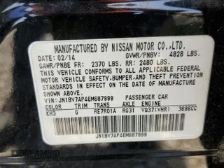 2014 Infiniti Q50 with VIN JN1BV7AP4EM687999, listed as a Copart auction lot 52318195 with 155,516 mi miles and Salvage title. Bid and sale history available at DreamBid. Image 14.