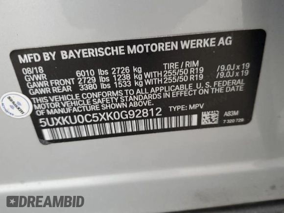 2019 BMW X6 sDrive35i z VIN 5UXKU0C5XK0G92812, wystawiony jako Copart lot #65926534 z przebiegiem Nie podano mil oraz Szkoda całkowita • Salvage title. Historia ofert i sprzedaży dostępna na DreamBid. Obrazek 12.