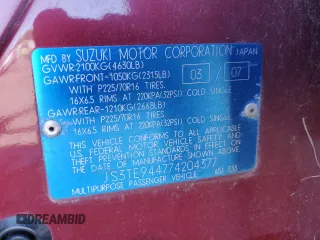 2007 Suzuki Grand Vitara XSport z VIN JS3TE944774204377, wystawiony jako Copart lot #87730295 z przebiegiem 114 051 mil mil oraz Szkoda całkowita • Salvage title. Historia ofert i sprzedaży dostępna na DreamBid. Obrazek 13.