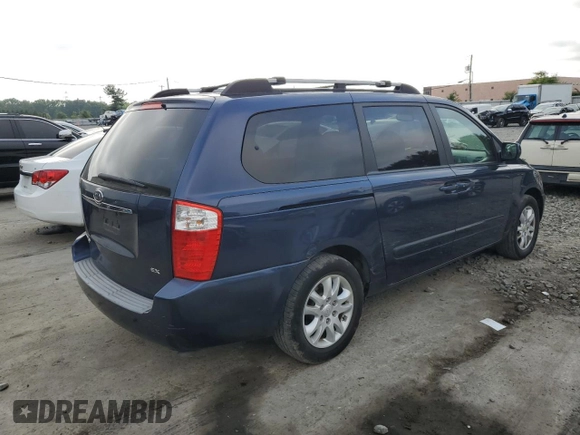 2007 Kia Sedona EX with VIN KNDMB233376163035, listed as a Copart auction lot 62410504 with 95,803 mi miles and Clean Title. Bid and sale history available at carsss.com. Image 3.