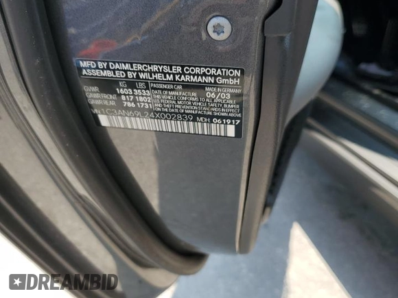 2004 Chrysler Crossfire с VIN 1C3AN69L24X002839, выставлен на аукционе Copart как лот 59307905 с пробегом 196 673 миль миль и Списание • Salvage title. История ставок и продаж доступна на DreamBid. Изображение 12.