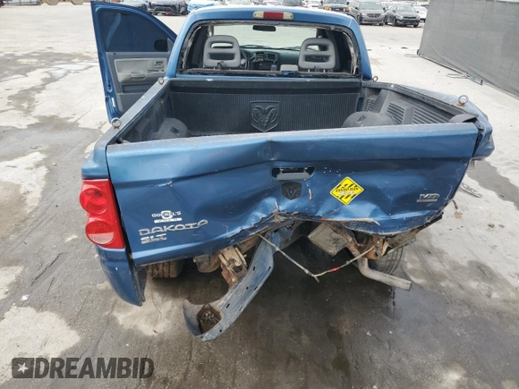 2005 Dodge Dakota SLT with VIN 1D7HE48N05S101536, listed as a Copart auction lot 43362215 with 174,689 mi miles and Salvage Title. Bid and sale history available at DreamBid. Image 6.