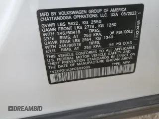 2023 Volkswagen Atlas SE с VIN 1V2DP2CA3PC502005, выставлен на аукционе Copart как лот 43870505 с пробегом 110 990 миль миль и Списание • Salvage title. История ставок и продаж доступна на DreamBid. Изображение 14.