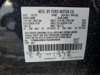 2022 Ford Explorer with VIN 1FMSK8BH1NGB50049, listed as a Copart auction lot 86960674 with 15,430 mi miles and Salvage Title. Bid and sale history available at carsss.com. Image 13.
