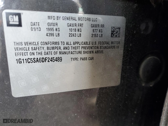 2013 Chevrolet Malibu LT with VIN 1G11C5SA6DF245489, listed as a Copart auction lot 46817615 with 127,591 mi miles and Salvage Title. Bid and sale history available at carsss.com. Image 12.