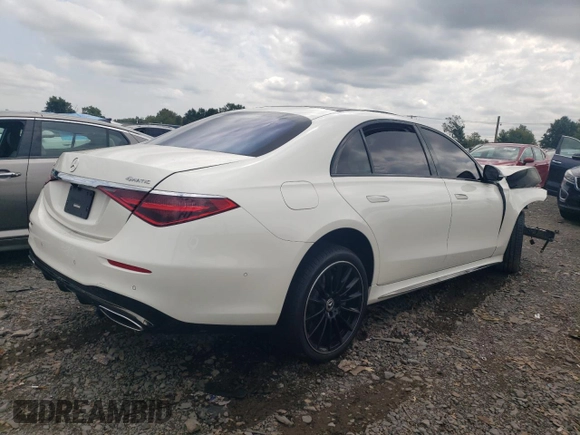 2023 Mercedes-Benz S-Class S 580 with VIN W1K6G7GB7PA236919, listed as a Copart auction lot 69518544 with 0 mi miles and Salvage Title. Bid and sale history available at carsss.com. Image 3.