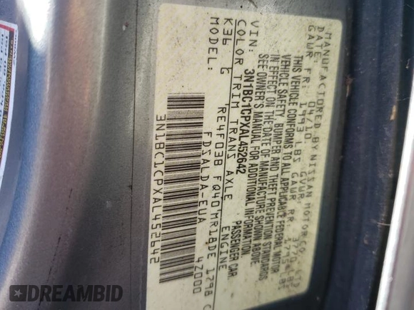 2010 Nissan Versa 1.8 SL with VIN 3N1BC1CPXAL452642, listed as a Copart auction lot 48293175 with 139,716 mi miles and Salvage Title. Bid and sale history available at carsss.com. Image 12.