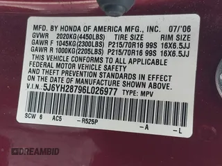 2006 Honda Element EX-P with VIN 5J6YH28796L026977, listed as a IAAI auction lot 42081251 with 227,866 mi miles and . Bid and sale history available at DreamBid. Image 9.