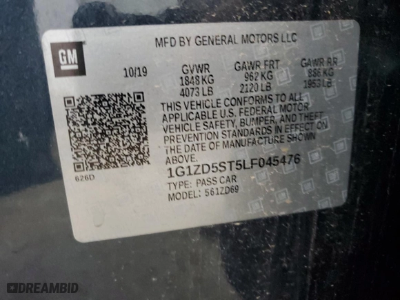 2020 Chevrolet Malibu LT with VIN 1G1ZD5ST5LF045476, listed as a Copart auction lot 51137475 with 102,556 mi miles and Clean Title. Bid and sale history available at carsss.com. Image 12.