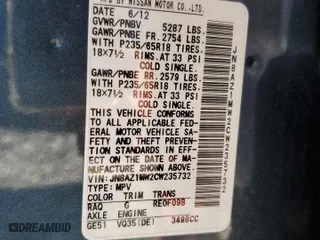2012 Nissan Murano LE with VIN JN8AZ1MW2CW235732, listed as a Copart auction lot 53029945 with 113,102 mi miles and Clean Title. Bid and sale history available at carsss.com. Image 13.