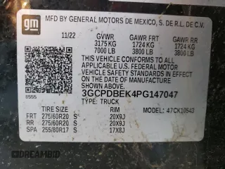 2023 Chevrolet Silverado 1500 Custom with VIN 3GCPDBEK4PG147047, listed as a Copart auction lot 89360665 with 73,611 mi miles and Salvage Title. Bid and sale history available at DreamBid. Image 12.