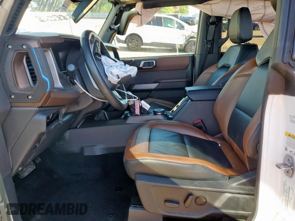 2023 Ford Bronco with VIN 1FMEE5DP4PLA96702, listed as a Copart auction lot 57574165 with 9,258 mi miles and Salvage title. Bid and sale history available at DreamBid. Image 7.