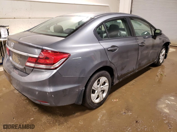 2013 Honda Civic Sdn LX with VIN 19XFB2F55DE023032, listed as a Copart auction lot 49138894 with 153,007 mi miles and Salvage Title. Bid and sale history available at carsss.com. Image 3.
