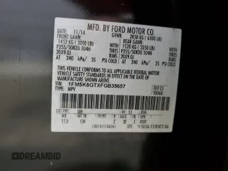 2015 Ford Explorer Sport с VIN 1FM5K8GTXFGB35657, выставлен на аукционе Copart как лот 58374375 с пробегом 90 080 миль миль и Списание • Salvage title. История ставок и продаж доступна на DreamBid. Изображение 14.