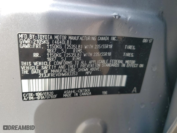 2017 Toyota RAV4 SE with VIN 2T3JFREV0HW683353, listed as a Copart auction lot 52175825 with 143,213 mi miles and Salvage Title. Bid and sale history available at carsss.com. Image 14.
