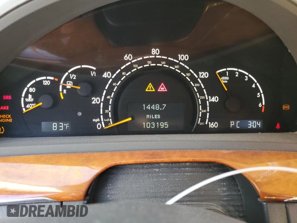 2004 Mercedes-Benz S-Class 4.3L with VIN WDBNG70JX4A387464, listed as a Copart auction lot 85808764 with 103,195 mi miles and Salvage Title. Bid and sale history available at carsss.com. Image 9.