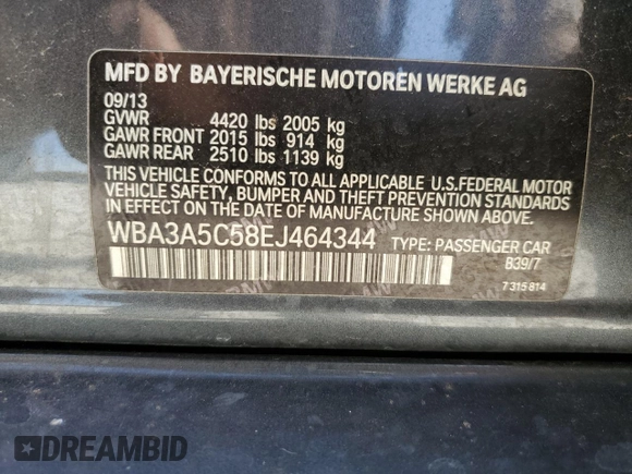 2014 BMW 3 Series 328i with VIN WBA3A5C58EJ464344, listed as a Copart auction lot 47431965 with 83,095 mi miles and Salvage Title. Bid and sale history available at carsss.com. Image 12.
