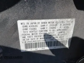 2005 Acura TSX with VIN JH4CL96915C023905, listed as a IAAI auction lot 42337485 with Not provided miles and . Bid and sale history available at DreamBid. Image 9.