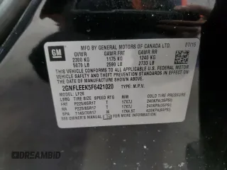 2015 Chevrolet Equinox LS with VIN 2GNFLEEK5F6421020, listed as a Copart auction lot 87921085 with 128,469 mi miles and Salvage Title. Bid and sale history available at carsss.com. Image 14.