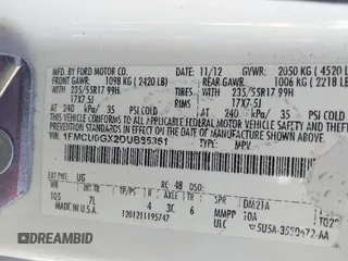 2013 Ford Escape SE with VIN 1FMCU0GX2DUB85361, listed as a IAAI auction lot 42552881 with 211,032 mi miles and . Bid and sale history available at DreamBid. Image 9.